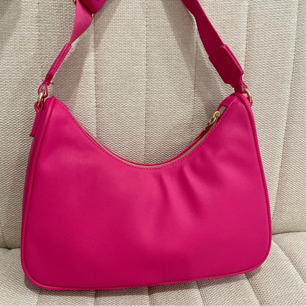 NEW Juicy Couture Hot Pink Studded Logo‎ Hobo Crossbody Bag Gold Hardware Y2K